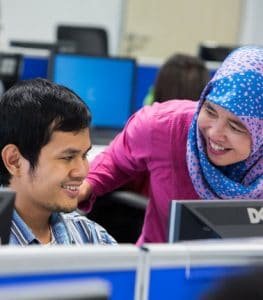 Two colleagues working together