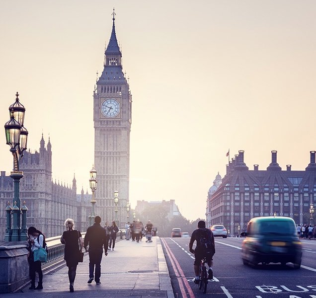 Westminster Bridge at sunset, London, UK