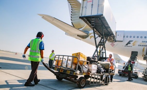 Loading an airplane