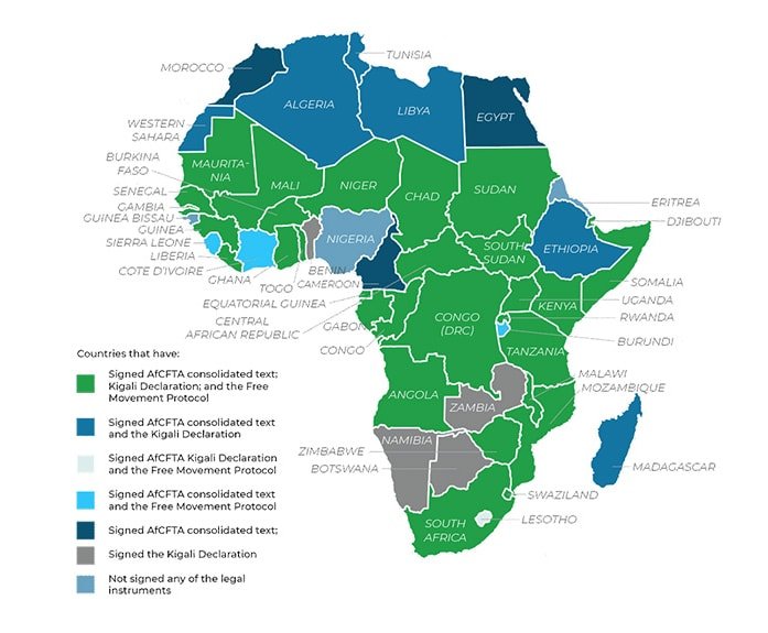 Graph showing countries that have signed the AfCFTA