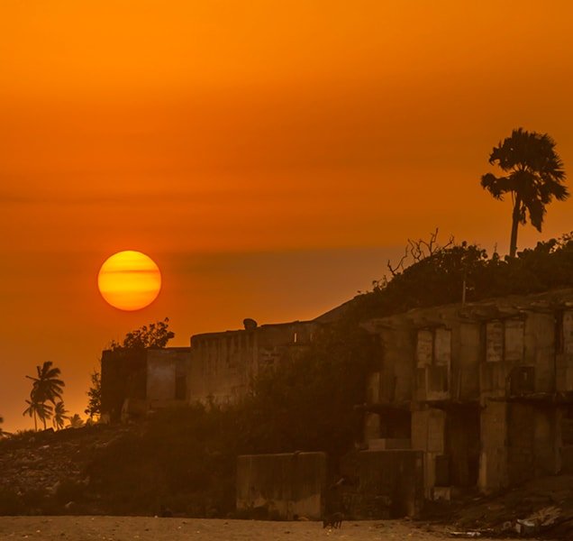 Sunset over the beach of Cape Coast, Ghana