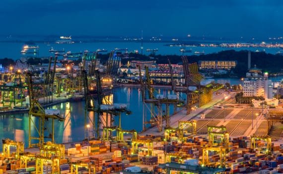 Aerial view of Singapore container terminal