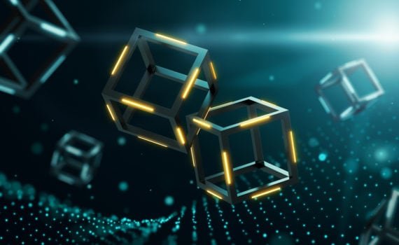 Blockchain technology with abstract background