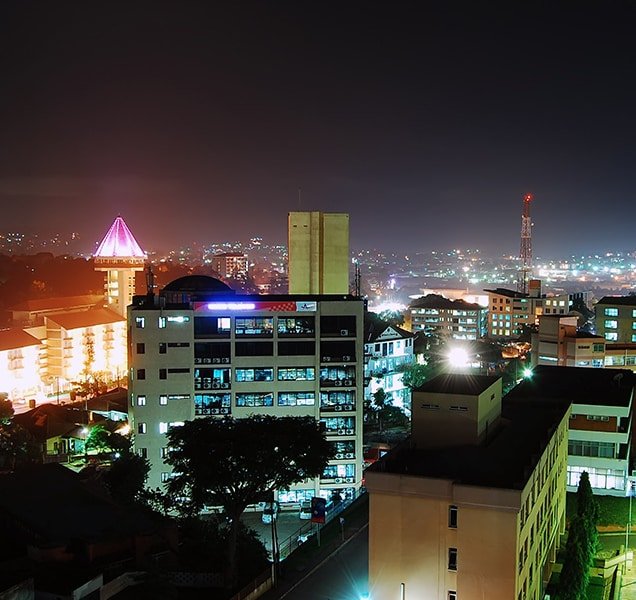 Kampala skyline at night
